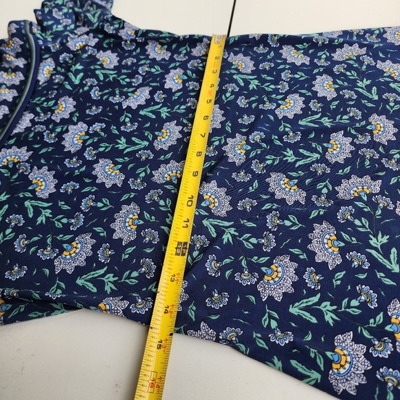 Max Studio Navy Blue Flowers Boat Neck 1/2 Sleeve Stretchy Mid Dress Stretch S - Picture 8 of 11